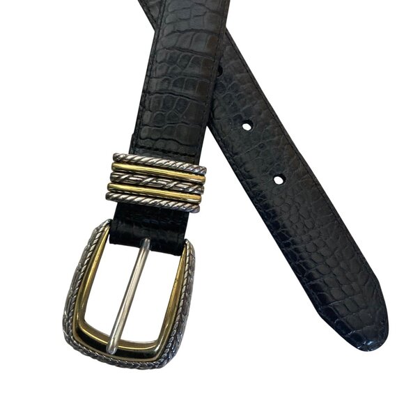 Vintage Brighton Classics Black Croc Embossed Leather Belt Womens Small 28 - Picture 10 of 10